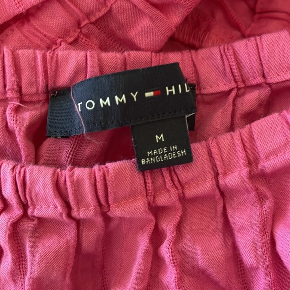 Tommy Hilfiger Pink Tonal puff sleeved top size M - Picture 6 of 7